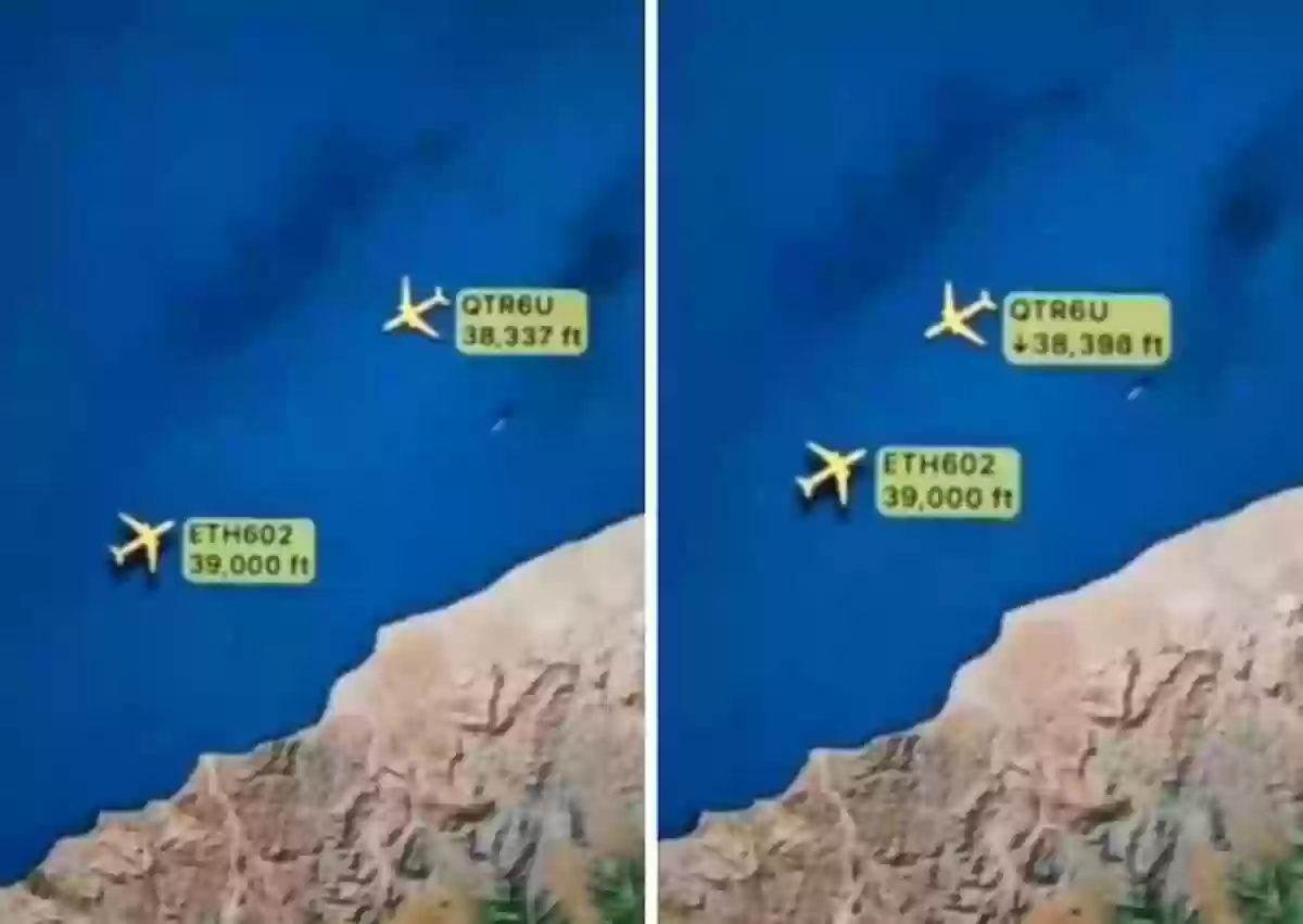 تصادم بين طائرتين أثيوبية وقطرية فوق خليج عدن!!